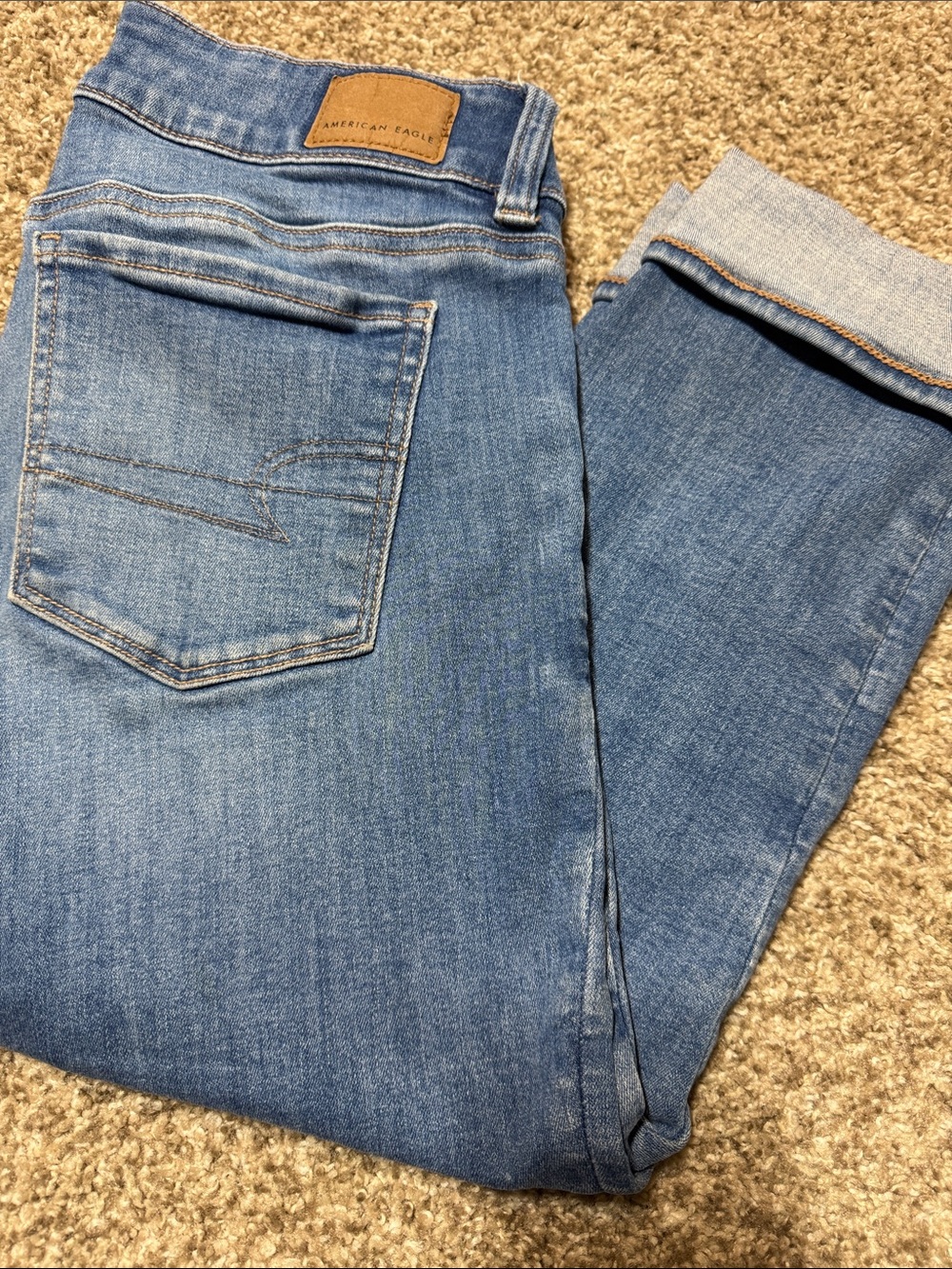 American Eagle Outfitters Blue Stretch Artist Crop Jeans Juniors US 4 Short